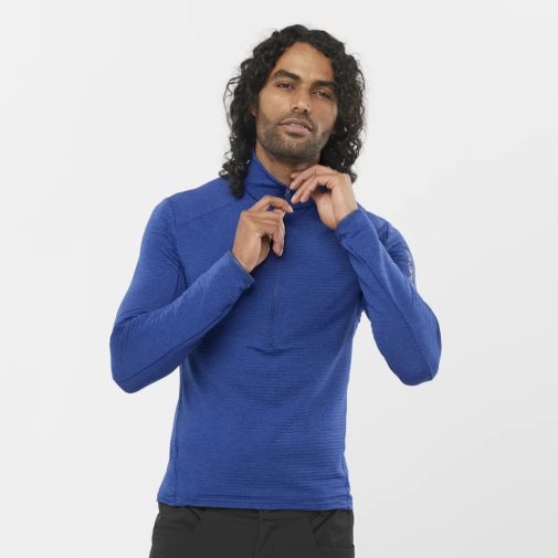 Sudaderas Salomon Outline Half Zip Hombre Azules | MX AYOZ759